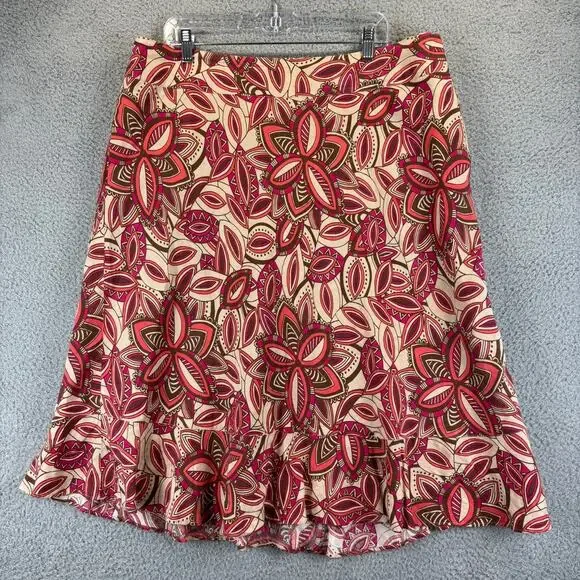 VTG Linen Skirt 18W Boho Lagenlook Tribal Floral Artsy Natural Pockets Lined - Picture 1 of 10